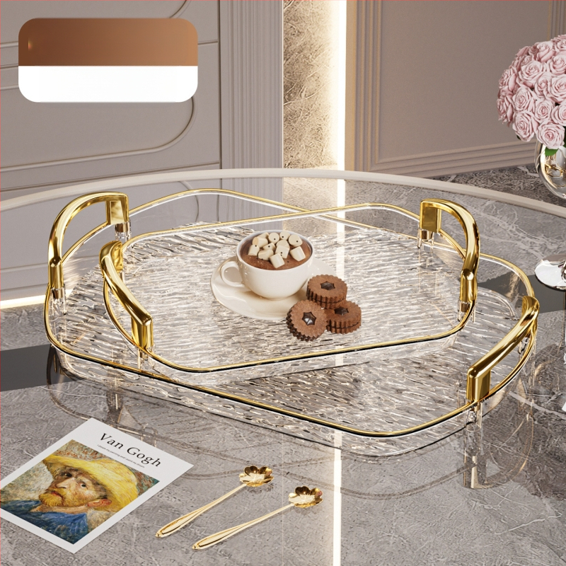 Kerge luksuslik plastkandik käepidemega, kahe kõrvaga kõrgekvaliteediline majapidamistee kandik, õhtusöögikandik, ärirestorani paksendatud suur kandik