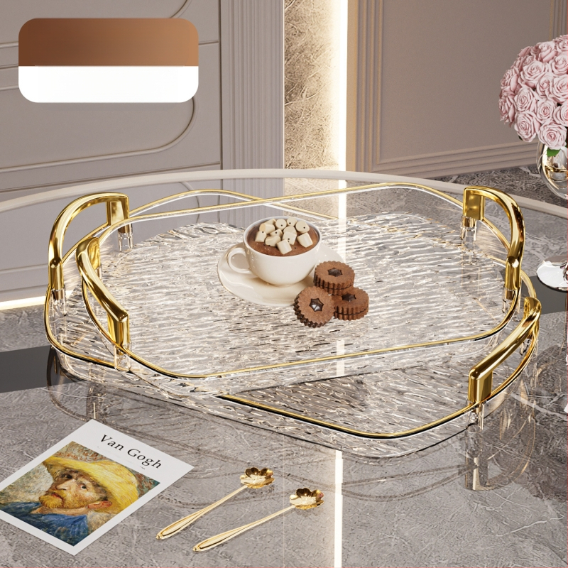 Kerge luksuslik plastkandik käepidemega, kahe kõrvaga kõrgekvaliteediline majapidamistee kandik, õhtusöögikandik, ärirestorani paksendatud suur kandik