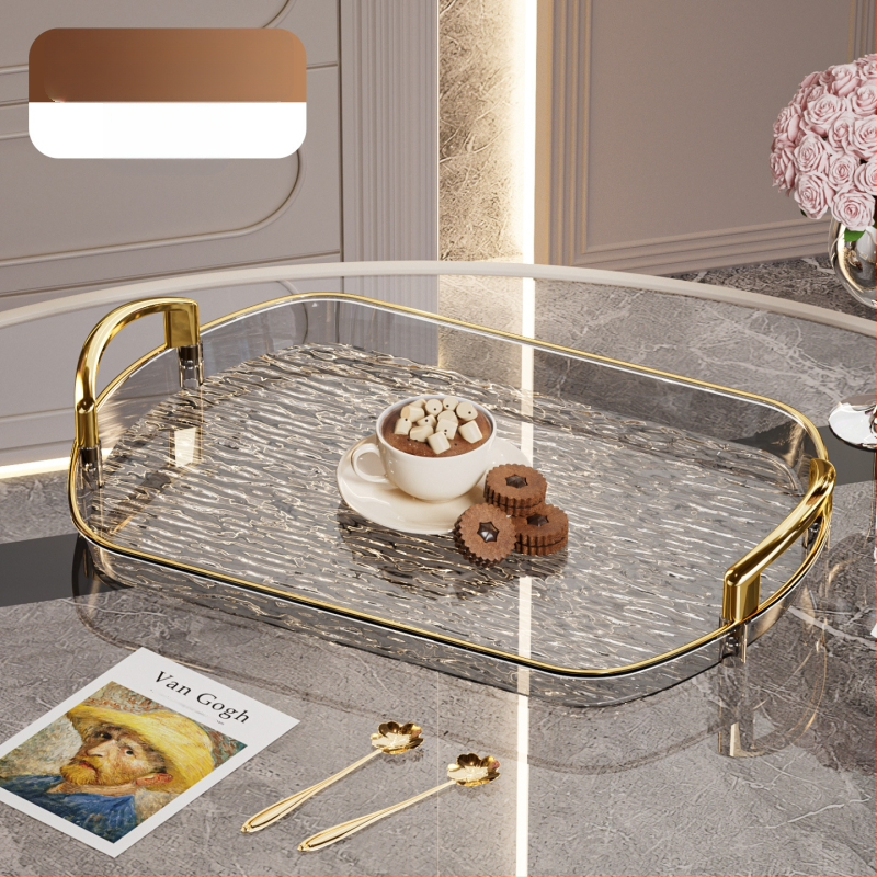 Kerge luksuslik plastkandik käepidemega, kahe kõrvaga kõrgekvaliteediline majapidamistee kandik, õhtusöögikandik, ärirestorani paksendatud suur kandik