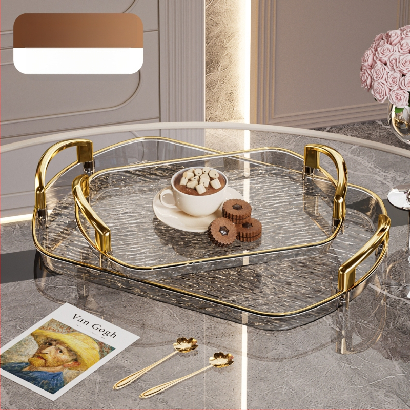 Kerge luksuslik plastkandik käepidemega, kahe kõrvaga kõrgekvaliteediline majapidamistee kandik, õhtusöögikandik, ärirestorani paksendatud suur kandik