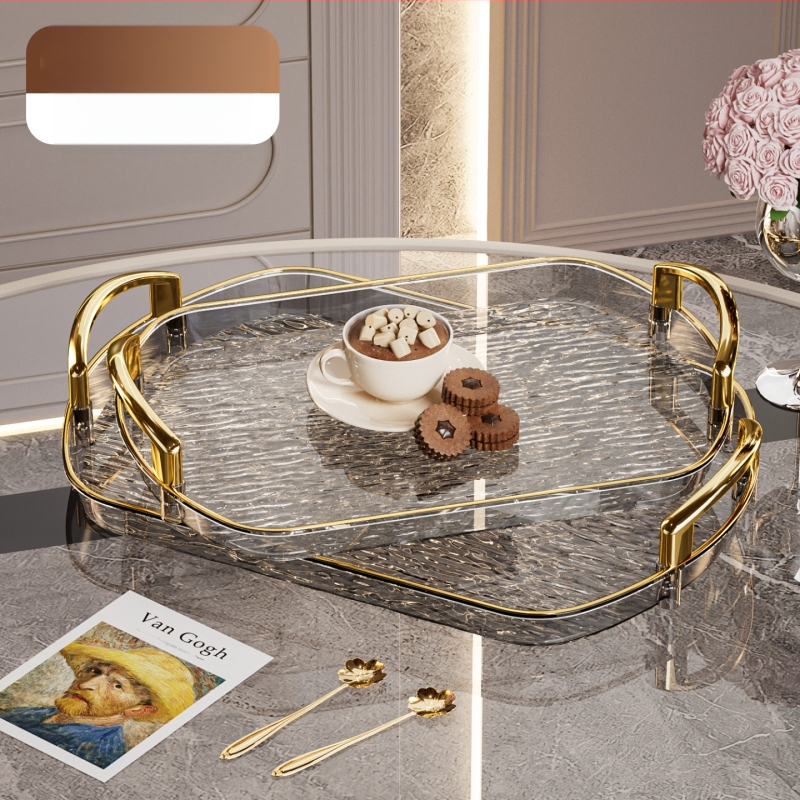 Kerge luksuslik plastkandik käepidemega, kahe kõrvaga kõrgekvaliteediline majapidamistee kandik, õhtusöögikandik, ärirestorani paksendatud suur kandik