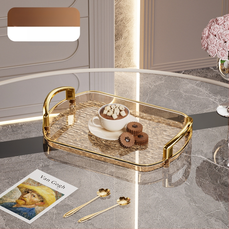 Kerge luksuslik plastkandik käepidemega, kahe kõrvaga kõrgekvaliteediline majapidamistee kandik, õhtusöögikandik, ärirestorani paksendatud suur kandik