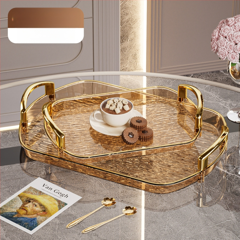 Kerge luksuslik plastkandik käepidemega, kahe kõrvaga kõrgekvaliteediline majapidamistee kandik, õhtusöögikandik, ärirestorani paksendatud suur kandik