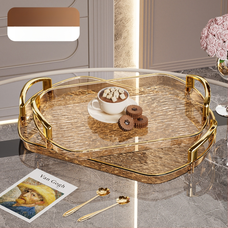 Kerge luksuslik plastkandik käepidemega, kahe kõrvaga kõrgekvaliteediline majapidamistee kandik, õhtusöögikandik, ärirestorani paksendatud suur kandik