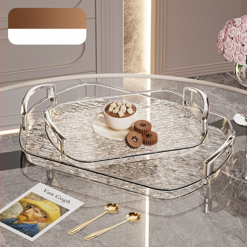 Kerge luksuslik plastkandik käepidemega, kahe kõrvaga kõrgekvaliteediline majapidamistee kandik, õhtusöögikandik, ärirestorani paksendatud suur kandik