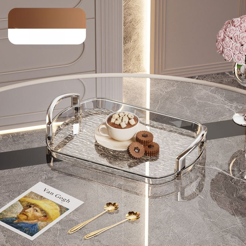 Kerge luksuslik plastkandik käepidemega, kahe kõrvaga kõrgekvaliteediline majapidamistee kandik, õhtusöögikandik, ärirestorani paksendatud suur kandik