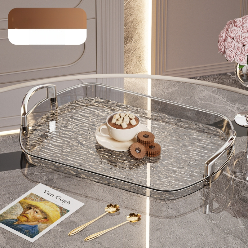 Kerge luksuslik plastkandik käepidemega, kahe kõrvaga kõrgekvaliteediline majapidamistee kandik, õhtusöögikandik, ärirestorani paksendatud suur kandik