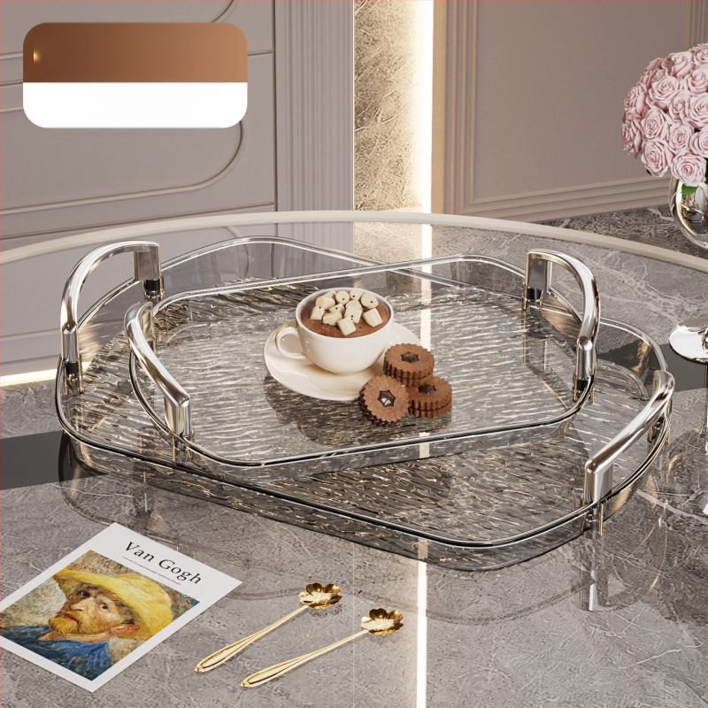 Kerge luksuslik plastkandik käepidemega, kahe kõrvaga kõrgekvaliteediline majapidamistee kandik, õhtusöögikandik, ärirestorani paksendatud suur kandik