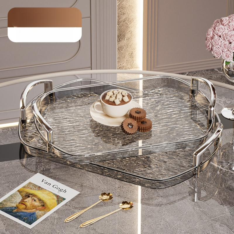 Kerge luksuslik plastkandik käepidemega, kahe kõrvaga kõrgekvaliteediline majapidamistee kandik, õhtusöögikandik, ärirestorani paksendatud suur kandik