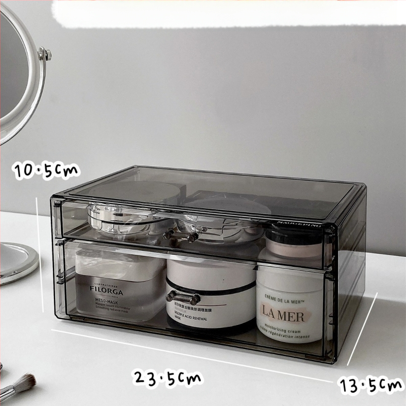 Kosmeetika hoiukarp, lauaarvuti sahtliga tualettlaud, huulepulgakarp, parfüümimask, akrüülist hoiuriiul