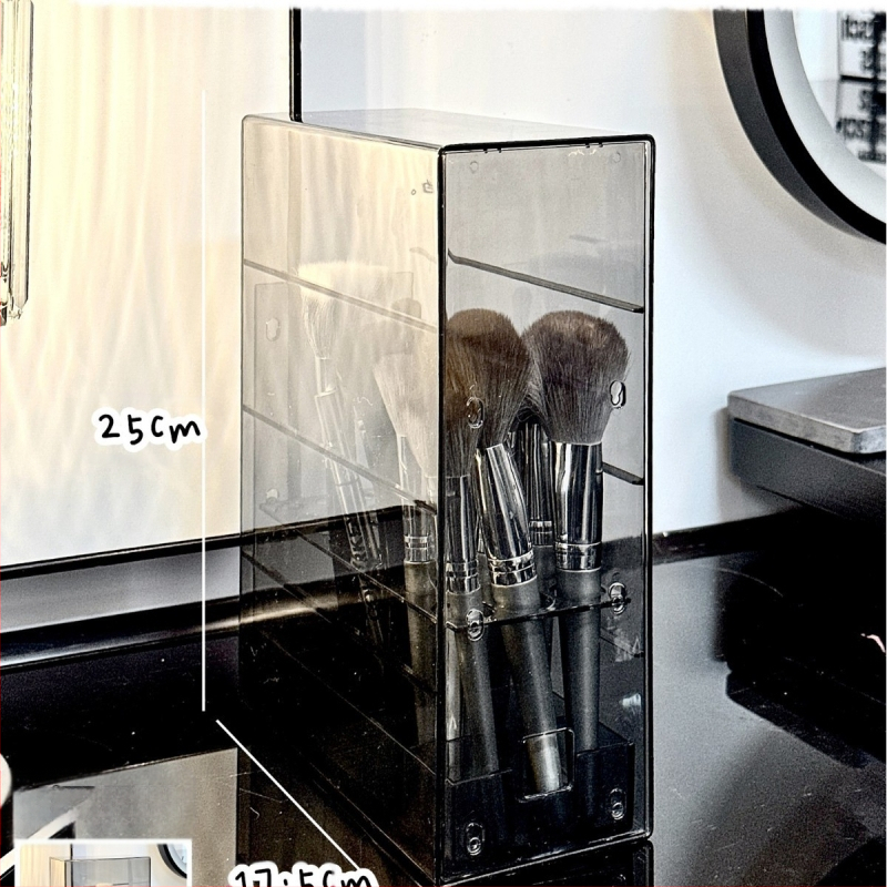 Kosmeetika hoiukarp, lauaarvuti sahtliga tualettlaud, huulepulgakarp, parfüümimask, akrüülist hoiuriiul