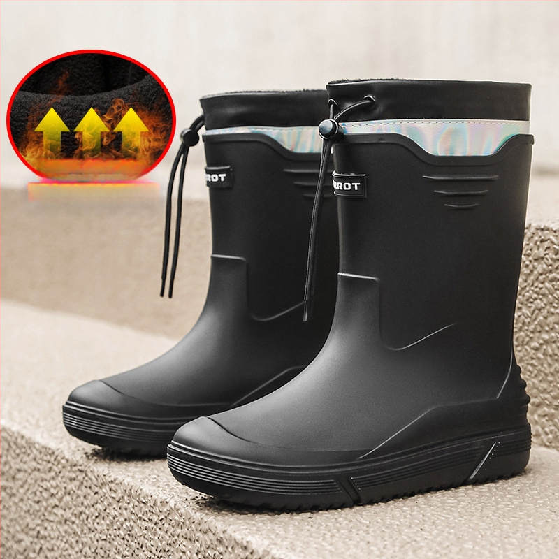 Neklizajuće čizme za kišu s visokom petom, muške tople korzetne čizme za kišu sa srednjom petom, vodootporne cipele, gumene cipele za kuhinju, pranje automobila, ribolovne čizme za vodu