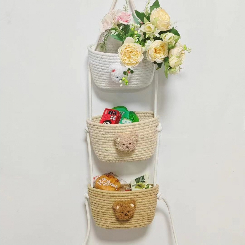 Seinale kinnitatav hoiukorv, rippkorv, ühiselamutoa hoiuriiul, seinale kinnitatav kott, puuvillase niidiga kootud seinale kinnitatav uks, tagaseina hoiukorv