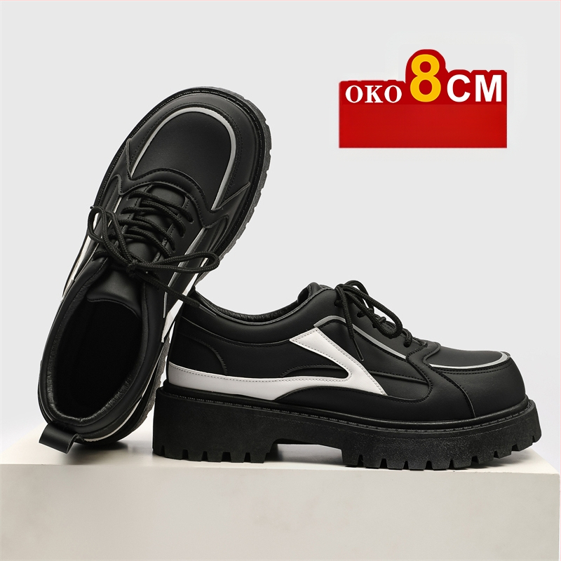 Cos Comic Con paksu tallaga meeste kõrgust suurendavad kingad, 8 cm vabaaja suured nahast kingad peidetud kõrgust suurendavate Martini saabastega