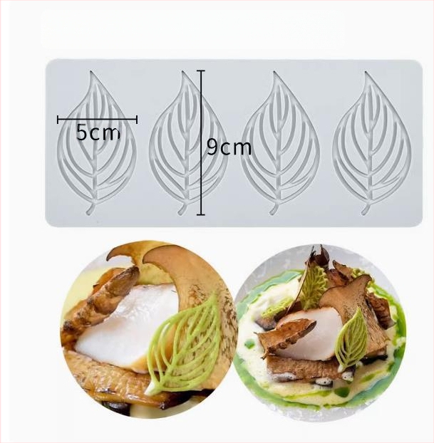 Nėrinių iškirptų lapų traškių formų kūrybinė patiekalų dekoracija molekulinė virtuvė prancūziškų lapų šokolado silikoninė kepimo forma