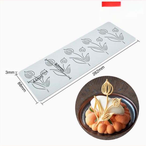 Nėrinių iškirptų lapų traškių formų kūrybinė patiekalų dekoracija molekulinė virtuvė prancūziškų lapų šokolado silikoninė kepimo forma
