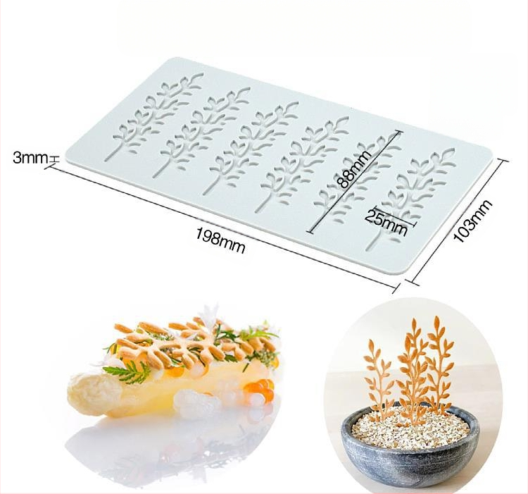 Nėrinių iškirptų lapų traškių formų kūrybinė patiekalų dekoracija molekulinė virtuvė prancūziškų lapų šokolado silikoninė kepimo forma