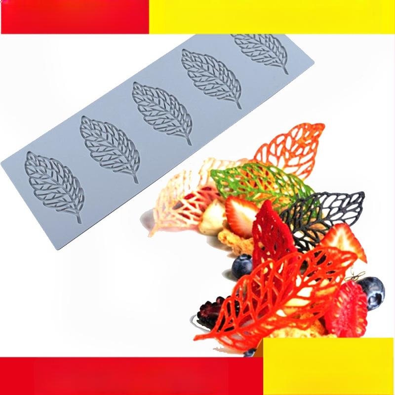 Nėrinių iškirptų lapų traškių formų kūrybinė patiekalų dekoracija molekulinė virtuvė prancūziškų lapų šokolado silikoninė kepimo forma