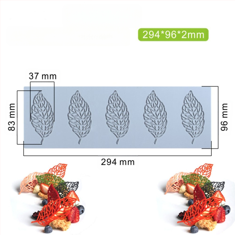 Nėrinių iškirptų lapų traškių formų kūrybinė patiekalų dekoracija molekulinė virtuvė prancūziškų lapų šokolado silikoninė kepimo forma