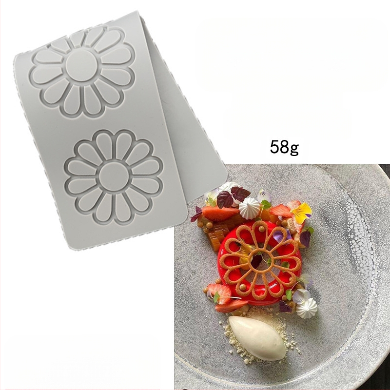 Nėrinių iškirptų lapų traškių formų kūrybinė patiekalų dekoracija molekulinė virtuvė prancūziškų lapų šokolado silikoninė kepimo forma