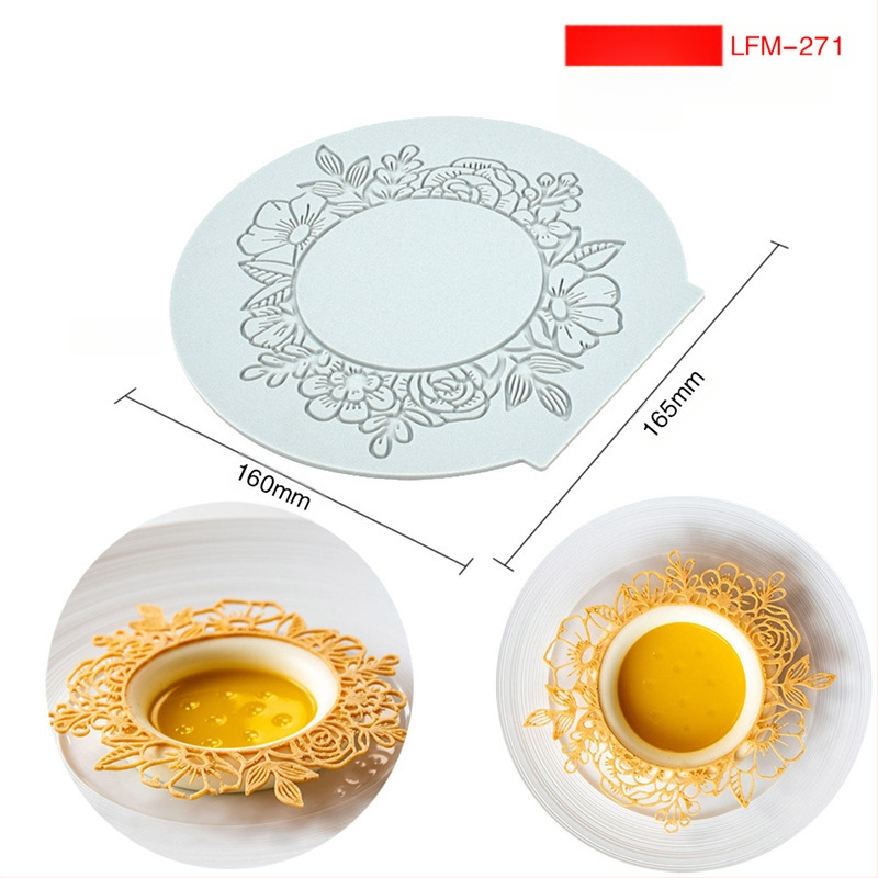 Nėrinių iškirptų lapų traškių formų kūrybinė patiekalų dekoracija molekulinė virtuvė prancūziškų lapų šokolado silikoninė kepimo forma