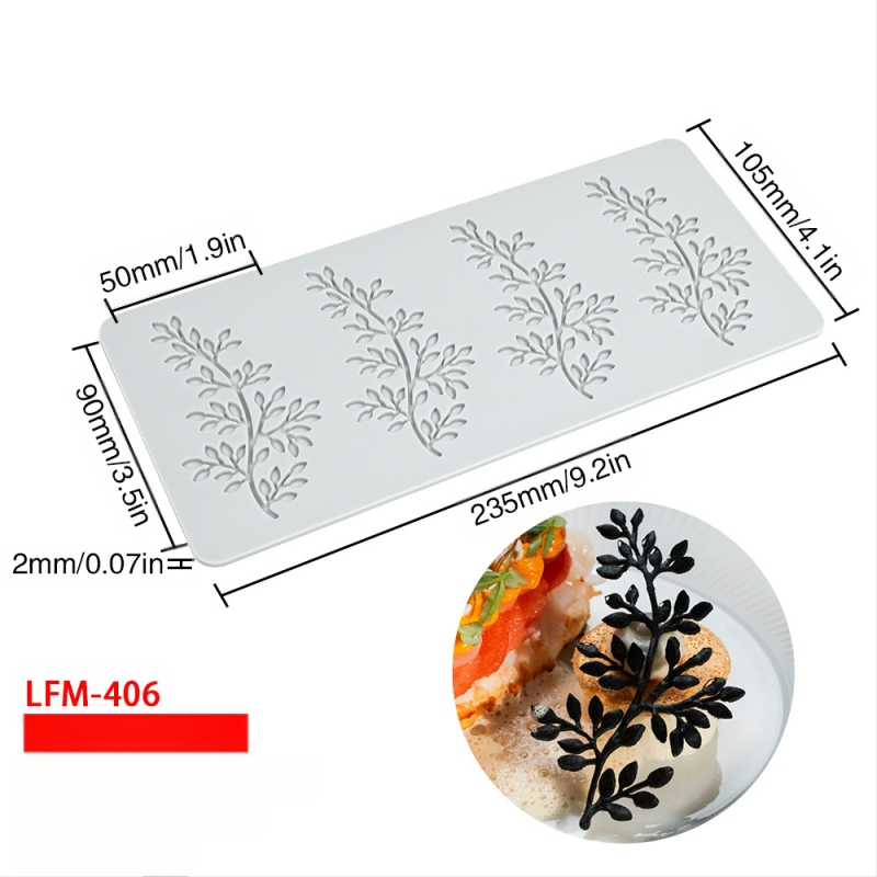 Nėrinių iškirptų lapų traškių formų kūrybinė patiekalų dekoracija molekulinė virtuvė prancūziškų lapų šokolado silikoninė kepimo forma