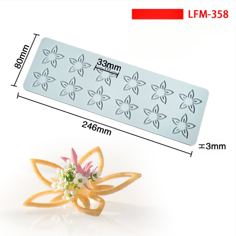 Nėrinių iškirptų lapų traškių formų kūrybinė patiekalų dekoracija molekulinė virtuvė prancūziškų lapų šokolado silikoninė kepimo forma