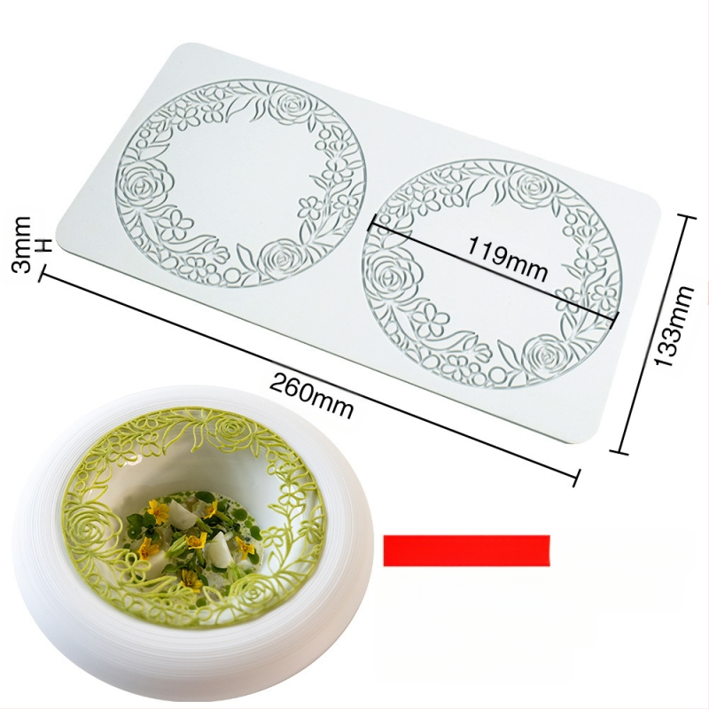 Nėrinių iškirptų lapų traškių formų kūrybinė patiekalų dekoracija molekulinė virtuvė prancūziškų lapų šokolado silikoninė kepimo forma