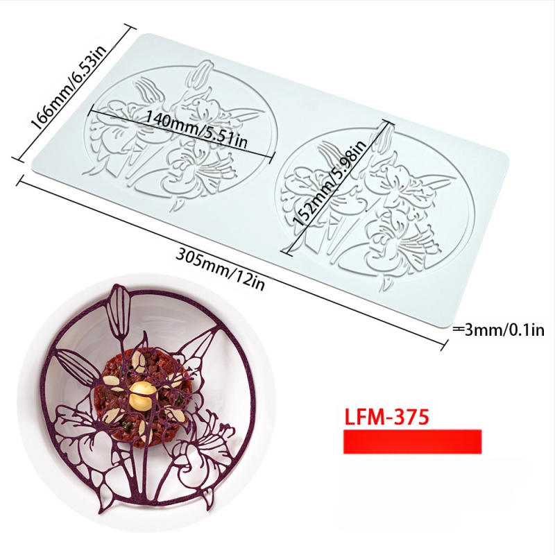 Nėrinių iškirptų lapų traškių formų kūrybinė patiekalų dekoracija molekulinė virtuvė prancūziškų lapų šokolado silikoninė kepimo forma
