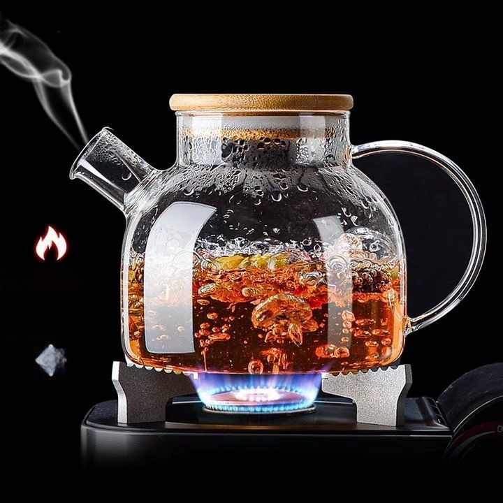 Zadebljano kuhalo za vodu od stakla otpornog na visoke temperature, čajnik otporan na toplinu i eksploziju, čajnik za paru, čajnik za cvijeće i voće, kućni set čaja