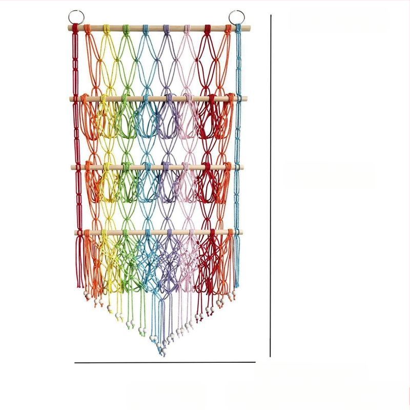 Pliušinė lėlių laikymo sienelė, skandinaviško stiliaus, austas dvisluoksnis laikymo stovas, paprastas dekoratyvinis žaislų tinklelio maišelis, pakabinamas dekoravimas