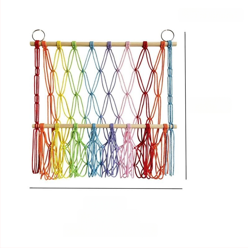 Pliušinė lėlių laikymo sienelė, skandinaviško stiliaus, austas dvisluoksnis laikymo stovas, paprastas dekoratyvinis žaislų tinklelio maišelis, pakabinamas dekoravimas