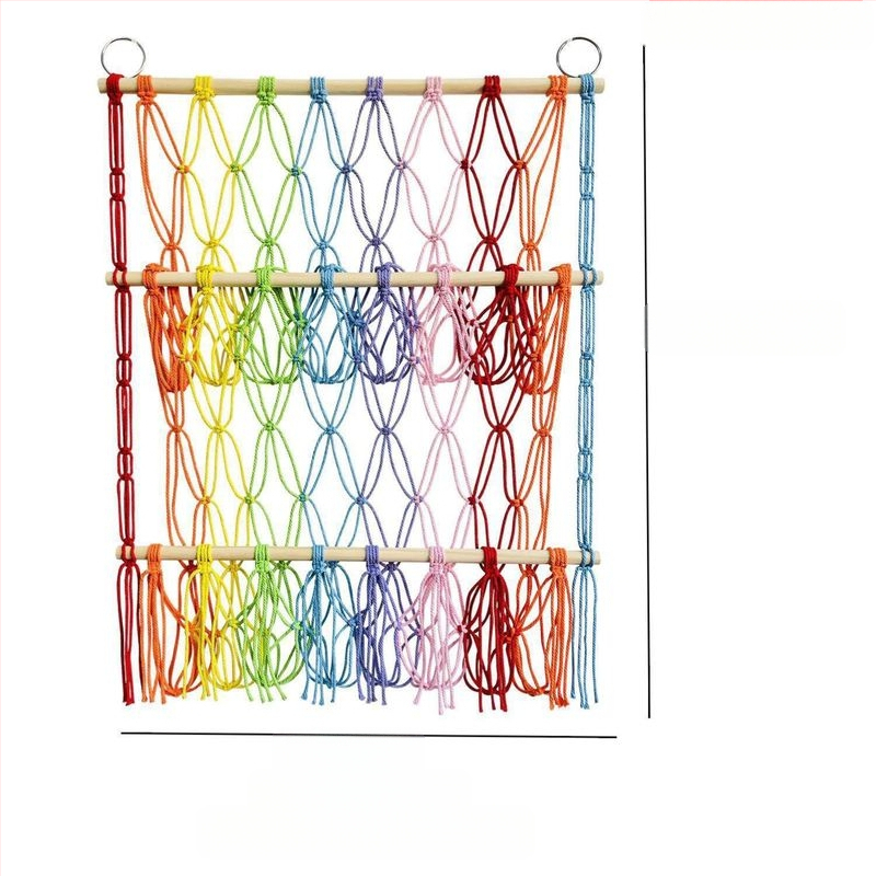 Pliušinė lėlių laikymo sienelė, skandinaviško stiliaus, austas dvisluoksnis laikymo stovas, paprastas dekoratyvinis žaislų tinklelio maišelis, pakabinamas dekoravimas