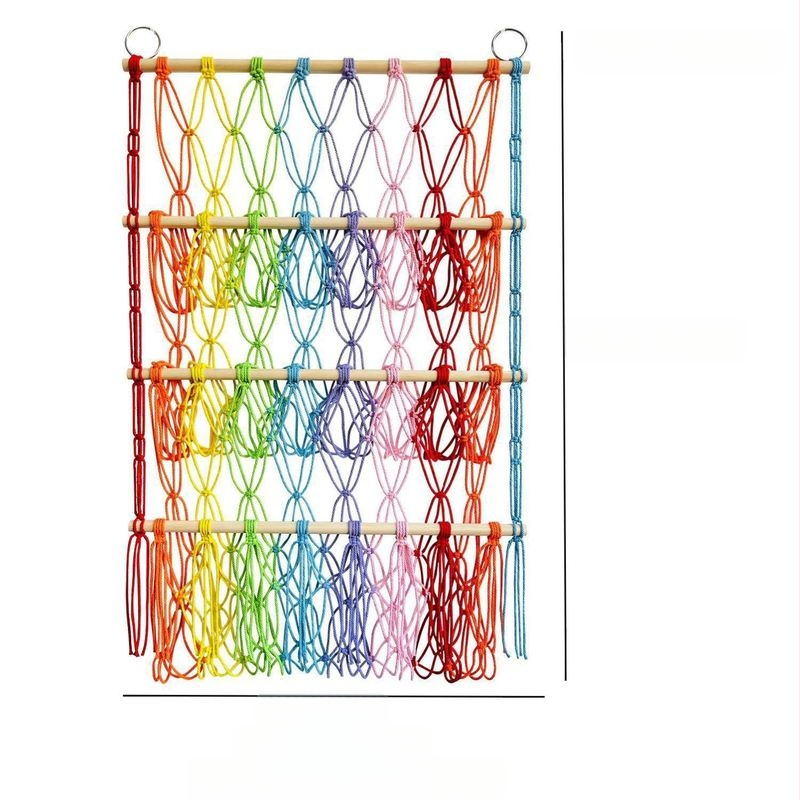 Pliušinė lėlių laikymo sienelė, skandinaviško stiliaus, austas dvisluoksnis laikymo stovas, paprastas dekoratyvinis žaislų tinklelio maišelis, pakabinamas dekoravimas