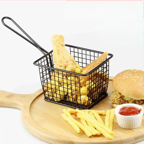 Amerikietiško stiliaus kūrybingi stalo įrankiai, geležiniai kepti užkandžių krepšeliai, bulvyčių fri krepšeliai, kepti krepšeliai, desertui skirti kepti viščiukai, duonos krepšeliai, lėkščių indai