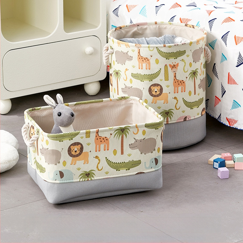 Mänguasjade hoiukast, koomiksikangast, laste nukkude hoiukorv, suur paksendatud hoiutünn, beebitarvete hoiukott