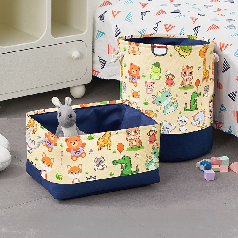 Mänguasjade hoiukast, koomiksikangast, laste nukkude hoiukorv, suur paksendatud hoiutünn, beebitarvete hoiukott