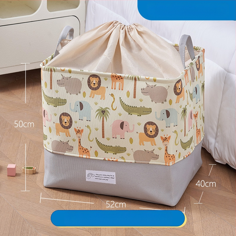 Mänguasjade hoiukast, koomiksikangast, laste nukkude hoiukorv, suur paksendatud hoiutünn, beebitarvete hoiukott