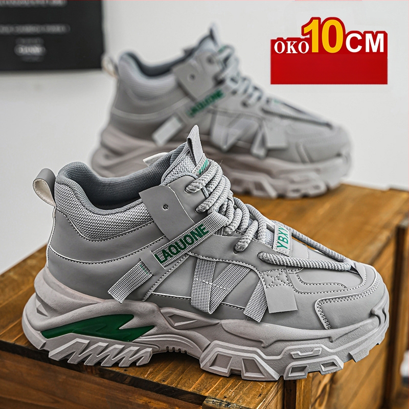 Sügis- ja talvised kõrge säärega meeste kingad, 10 cm kõrgused vabaaja Torre kingad, nähtamatu sisemine kõrgendus, universaalsed kulumiskindlad platvormkingad