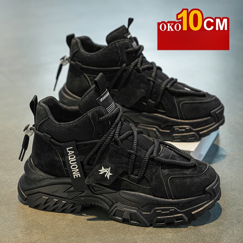 Sügis- ja talvised kõrge säärega meeste kingad, 10 cm kõrgused vabaaja Torre kingad, nähtamatu sisemine kõrgendus, universaalsed kulumiskindlad platvormkingad