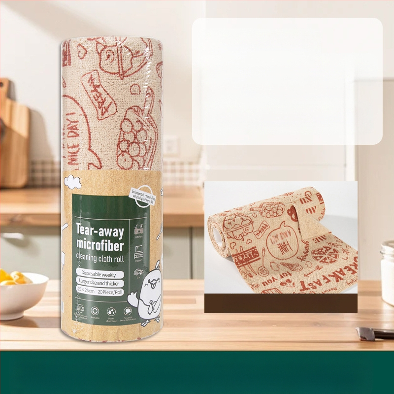 Ръчно късаща се удебелена абсорбираща маслоабсорбираща кърпа за почистване на кухня, домакинска микрофибърна ламинирана щампована кърпа за ръчно късане