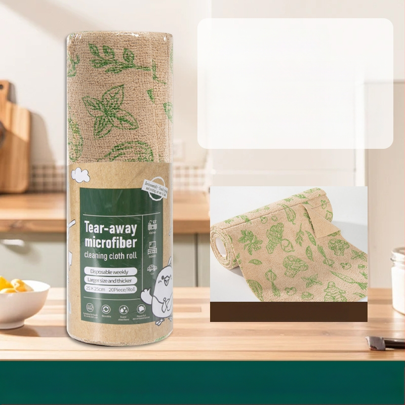 Ръчно късаща се удебелена абсорбираща маслоабсорбираща кърпа за почистване на кухня, домакинска микрофибърна ламинирана щампована кърпа за ръчно късане