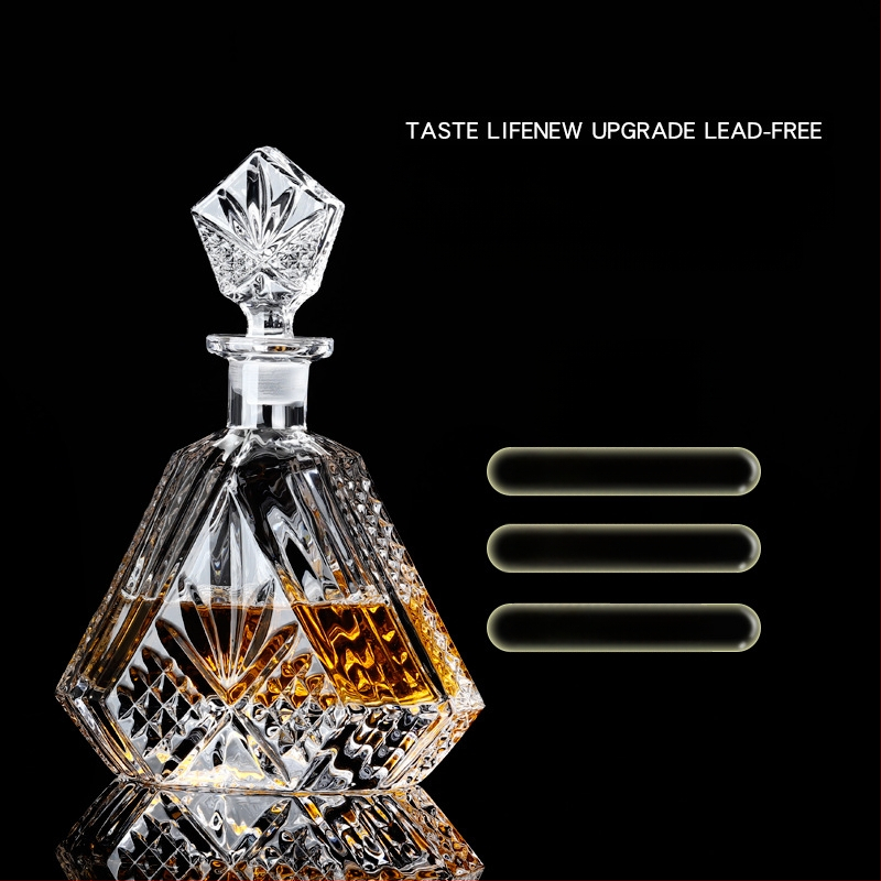 Europietiško stiliaus krištolo stiklinis vyno butelis, asmeninis dekanteris, buitinis sandarus vyno butelis su dangteliu, vyno dozatorius, raudonojo vyno vyno butelis
