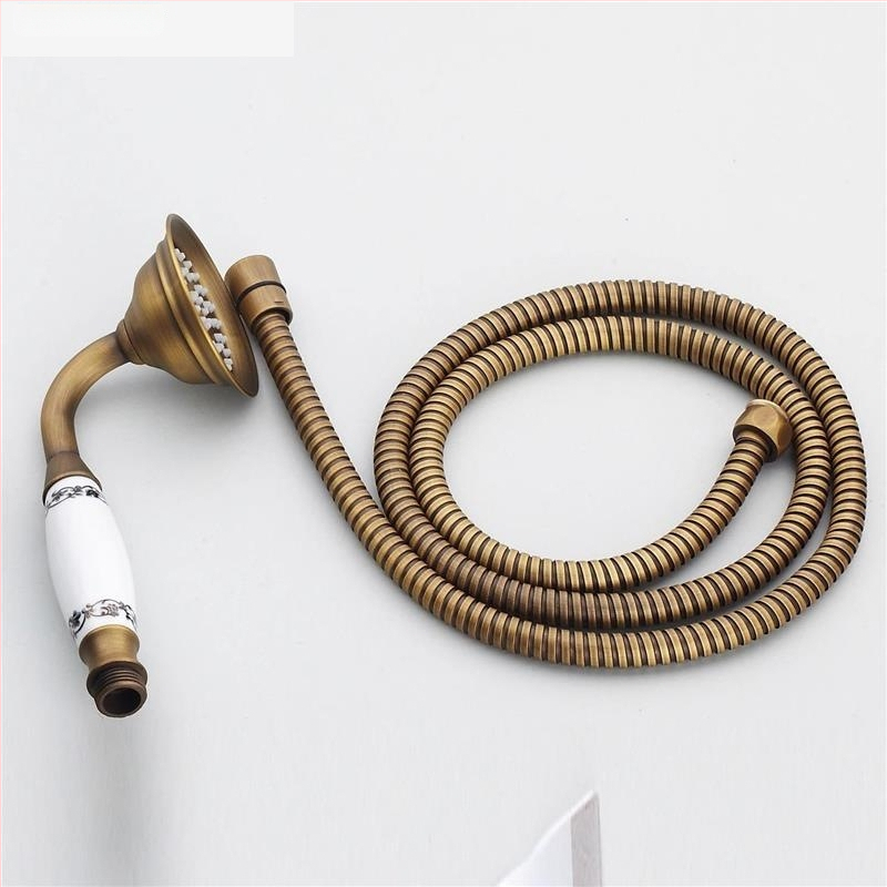 Európai ókori retró stílusú, tiszta réz, tiszta fekete bronz zuhanykabin, kézi kis, puffadt fejzuhany, kézi permetező, egyetlen zuhanyfejjel.