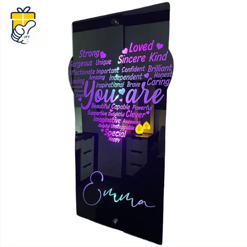 TEMU HIYIN ristkülikukujuline armastussüdame nimi vertikaalne versioon peegel isikupärastatud POD-nimi maagiline värv RGB peegel kingitus