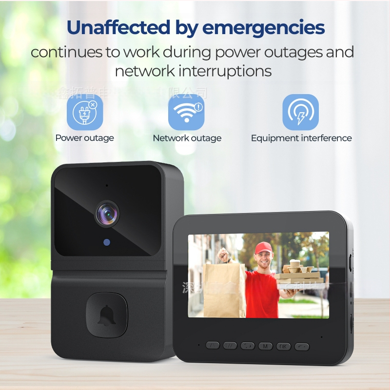 Privaatne mudel, väikese energiatarbega traadita video uksekell, intercom, otseühendusega, ilma WiFi-ta nutikas uksekell ekraanikomplektiga