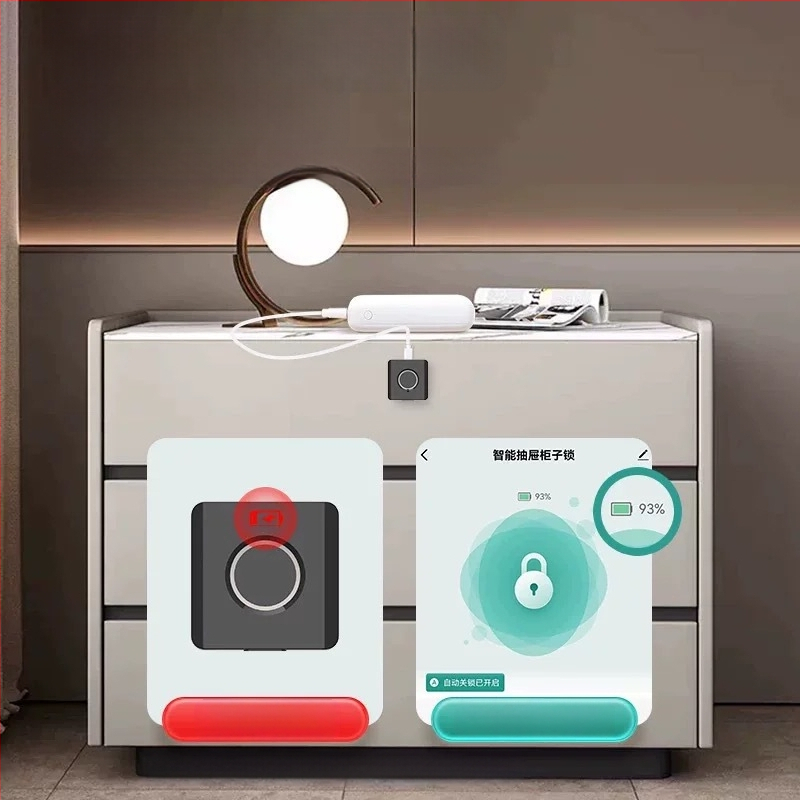 Домашно малко графити интелигентно заключване за чекмеджета с пръстови отпечатъци, офис Bluetooth нощно шкафче, шкаф за обувки, гардероб, електронна ключалка