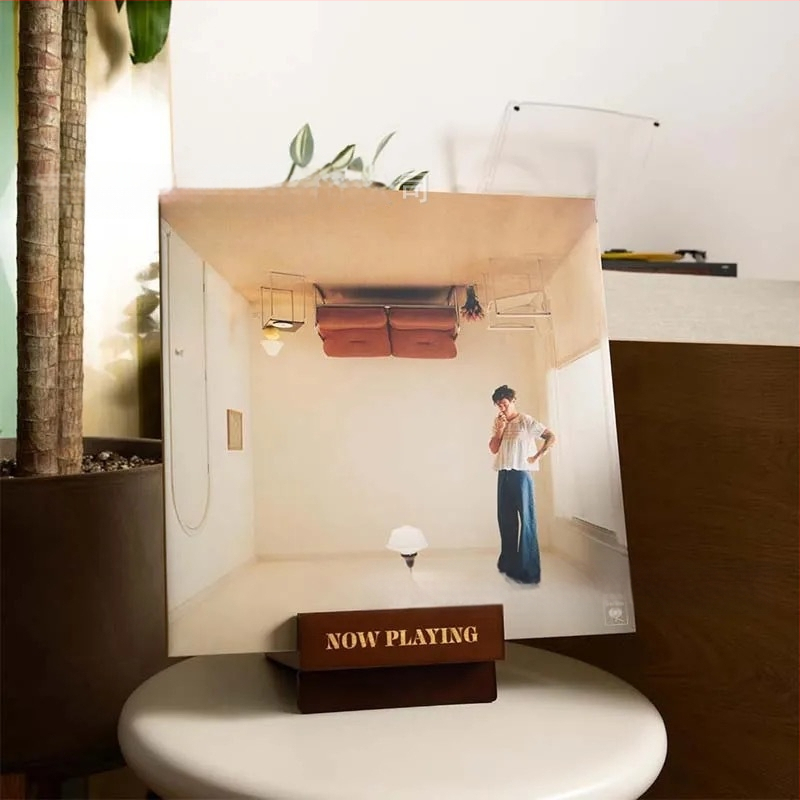 Puidust vinüülplaatide hoiustamise vitriinkapi kokkupandav lauaplaadi hoiustusklamber