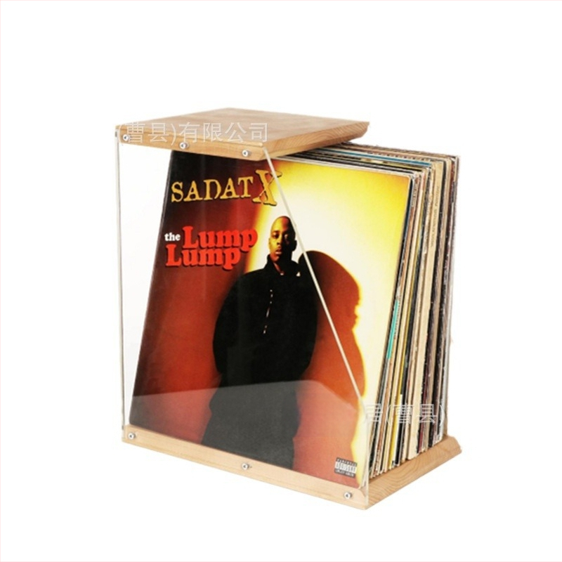 Puidust plaadiriiul, lauakaunistused, läbipaistev vinüülplaatide vitriin, teibist raamatute hoiukarp, täispuidust hoiukarp