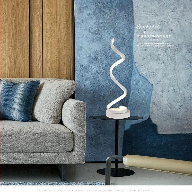 Tarpsienos spiralinė moderni minimalistinė LED stalo lempa dekoratyvinė kūrybinė meninė asmeninė dekoracija stalo lempa naktinis šviestuvas naktinė lemputė